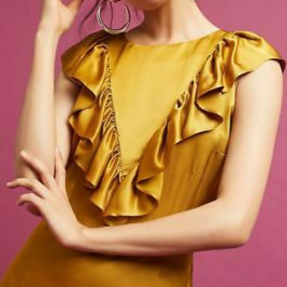 Anthropologie Seen Worn Kept Golden Mustard Ruffled N… Gem